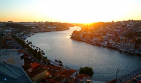 coucher de soleil sur l'embouchure du Douro